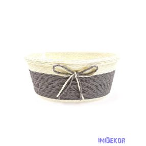Bélelt köteles ovál kosár 19cm - Szürke