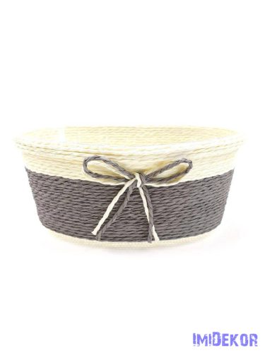 Bélelt köteles ovál kosár 19cm - Szürke