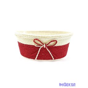 Bélelt köteles ovál kosár 19cm - Bordó