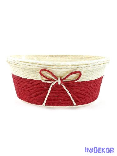 Bélelt köteles ovál kosár 19cm - Bordó