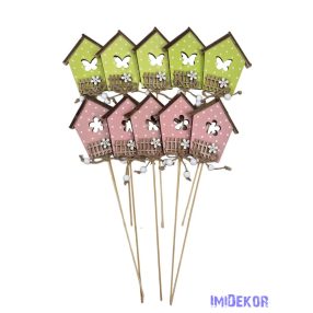 Pöttyös házikó betűző 10db/csomag - Rózsaszín-Zöld