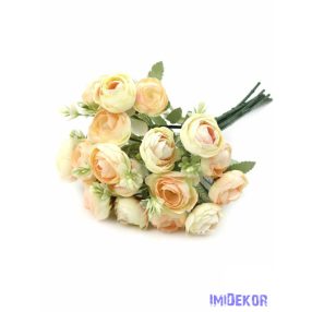 Boglárka csokor hamvas levéllel 32 cm - Krém