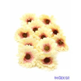   Gerbera selyemvirág fej 8 cm 11 db/csomag - Krém-Rózsaszín