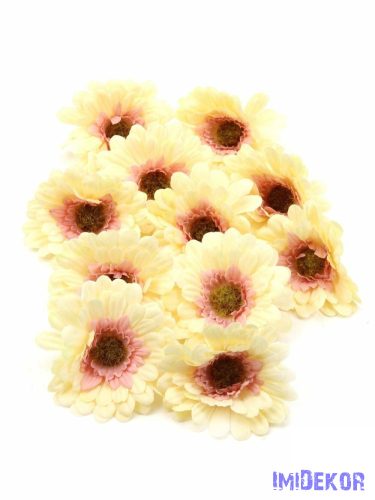 Gerbera selyemvirág fej 8 cm 11 db/csomag - Krém-Rózsaszín