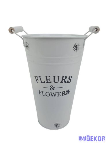 Magas bádog virágtartó 25cm - Fehér