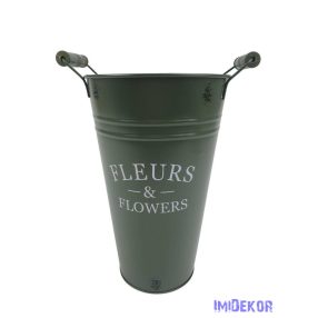 Magas bádog virágtartó 25cm - Zöld