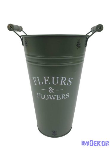 Magas bádog virágtartó 25cm - Zöld