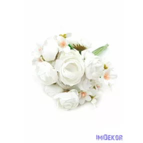 Boglárka 5 szálas köteg apró virágokkal 29 cm - Fehér