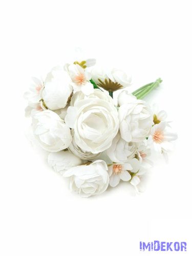 Boglárka 5 szálas köteg apró virágokkal 29 cm - Fehér