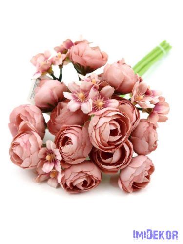 Boglárka 5 szálas köteg apró virágokkal 29 cm - Fáradt Rózsaszín