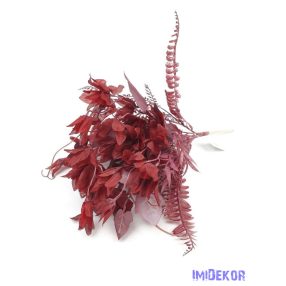 Antik virágos műzöld csokor 36 cm - Bordó