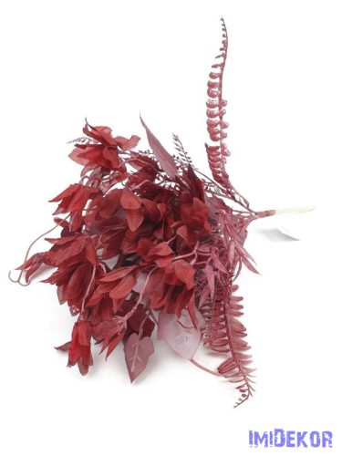 Antik virágos műzöld csokor 36 cm - Bordó