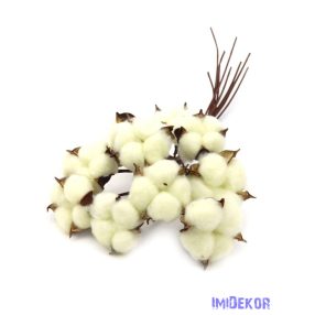 Drótos szárú gyapot 10db 5-6 cm fej - Törtfehér