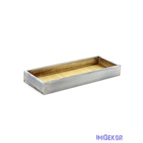Lapos fa láda 39,5cm - Hamvas Fehér