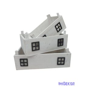 Ablakos fa láda szett 3db-os B - Fehér