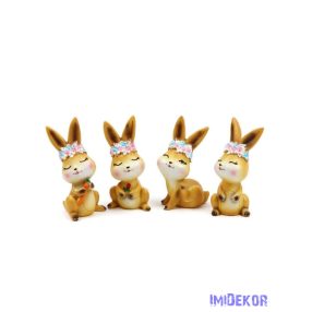 Virágkoszorús nyuszi figura 7,5x11cm