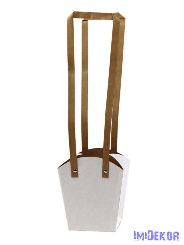 Papír füles virág táska 13 cm - Fehér