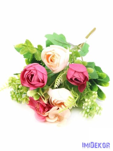 Kis boglárka csokor díszítőkkel 29 cm 100 - Pink-Barack