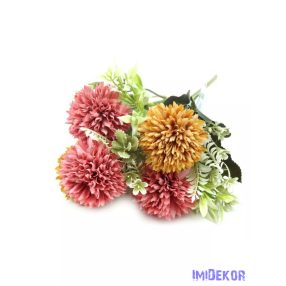   Vegyes színű 6 fejes krizantém csokor 32 cm - Mályva-Barna