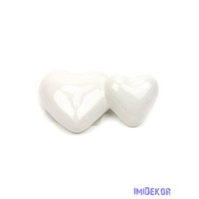 Kerámia szív pár 8x5cm - Fehér