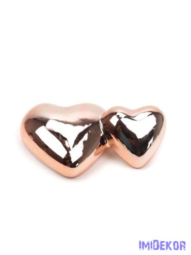 Kerámia szív pár 8x5cm - Rosegold