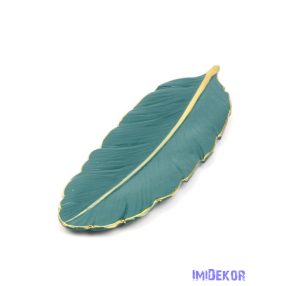 Dekor levélmintás tál 40x13,5cm - Zöld-Arany