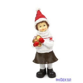   Kötött ruhás karácsonyi gyerek figura 19,5cm - Arany szíves