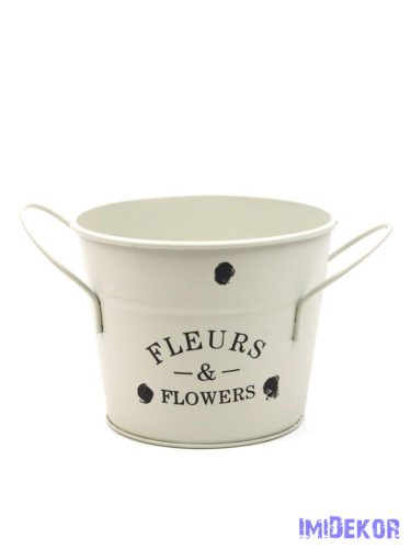Bádog füles kaspó 13,5cm - Törtfehér