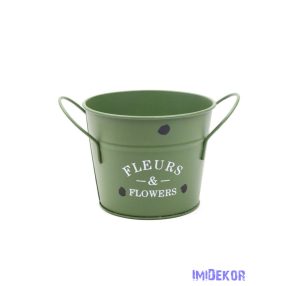 Bádog füles kaspó 13,5cm - Zöld