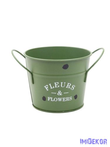 Bádog füles kaspó 13,5cm - Zöld