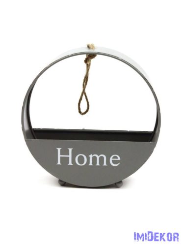 Kerek fém tartó Home felirattal 20cm - Szürke