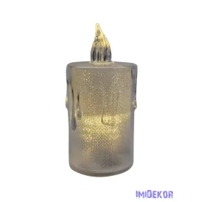 Csillámos csurgatott LED mécses 6cm