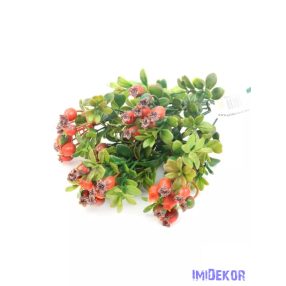 Antik csipkebogyós műzöld csokor 32 cm - Piros