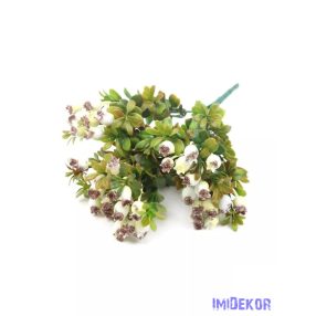 Antik csipkebogyós műzöld csokor 32 cm - Fehér