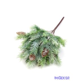 Műzöld fenyőcsokor tobozzal 36cm