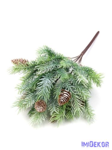 Műzöld fenyőcsokor tobozzal 36cm