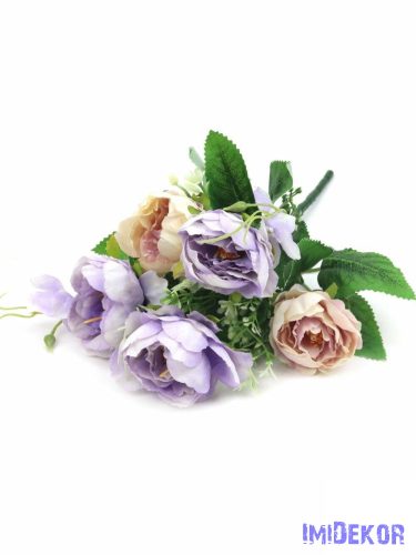 Fodros peónia 5 fejes csokor 29 cm - Cirmos Lila