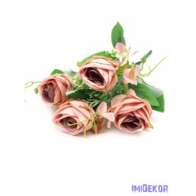 4 fejes rózsa csokor díszítőkkel 32 cm - Mályva