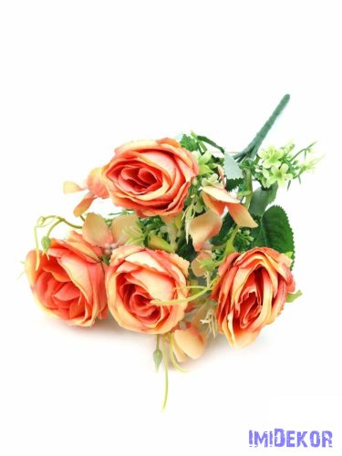 4 fejes rózsa csokor díszítőkkel 32 cm - Barack