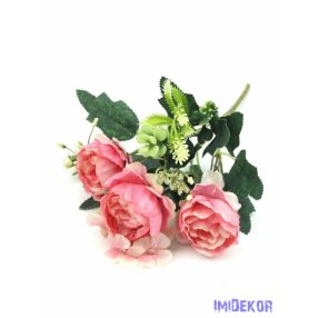 3 fejes fodros peónia 32 cm - Fáradt Rózsaszín