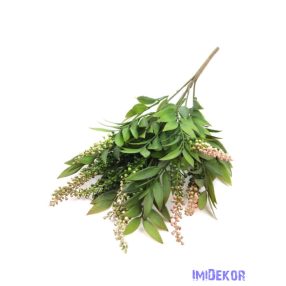 Fürtbogyós műzöld leveles bokor 46cm - Rózsaszín