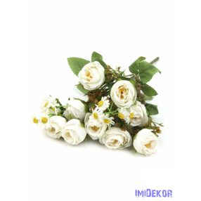 Vegyes színű kis rózsa csokor 30 cm - Fehér