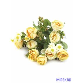 Vegyes színű kis rózsa csokor 30 cm - Vajsárga