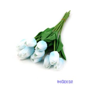   Tulipán gumis 10 szálas real touch köteg 33cm - Halvány Kék