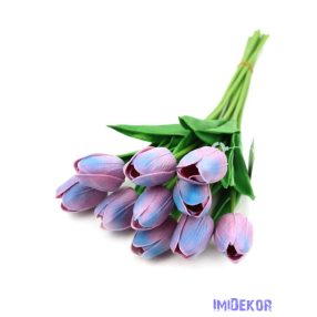   Tulipán gumis 10 szálas real touch köteg 33cm - Mályvás Kék