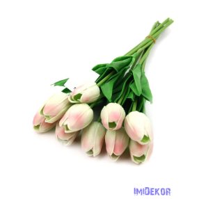   Tulipán gumis 10 szálas real touch köteg 33cm - Cirmos Zöld