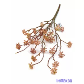 Hamvas bogyós műzöld ág 44 cm - Világos barna
