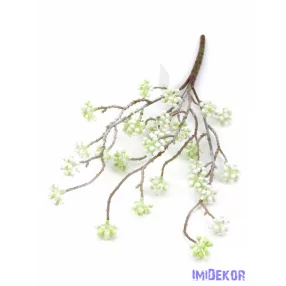 Hamvas bogyós műzöld ág 44 cm - Fehér