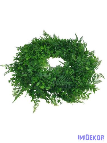 Műzöld kócos vegyes koszorú alap 45cm