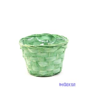 Színes bambusz kosár kaspó - Zöld